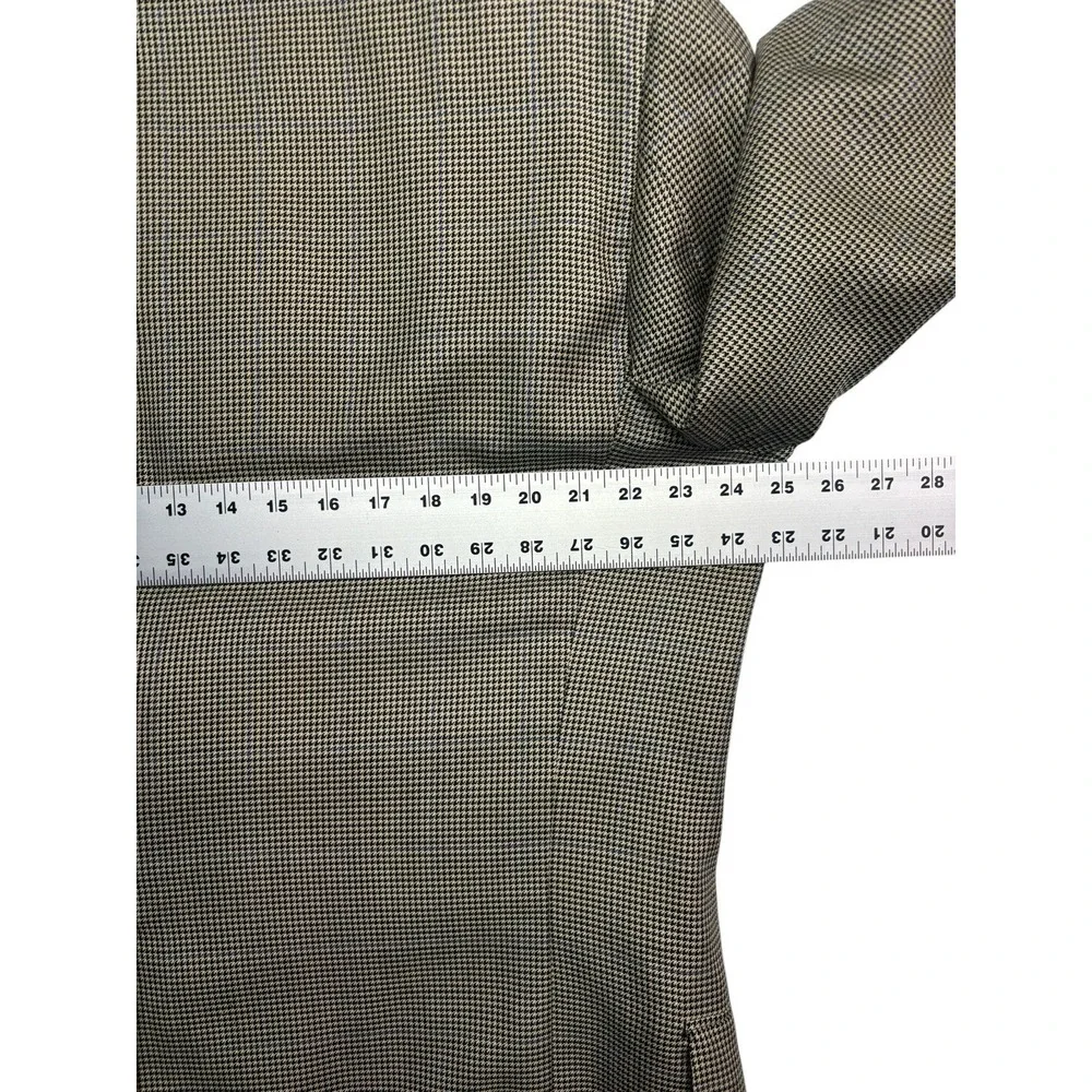 Oxxford‎ 48L Beige Black Houndstooth Silk Wool Blazer Jacket Sport Suit Coat USA